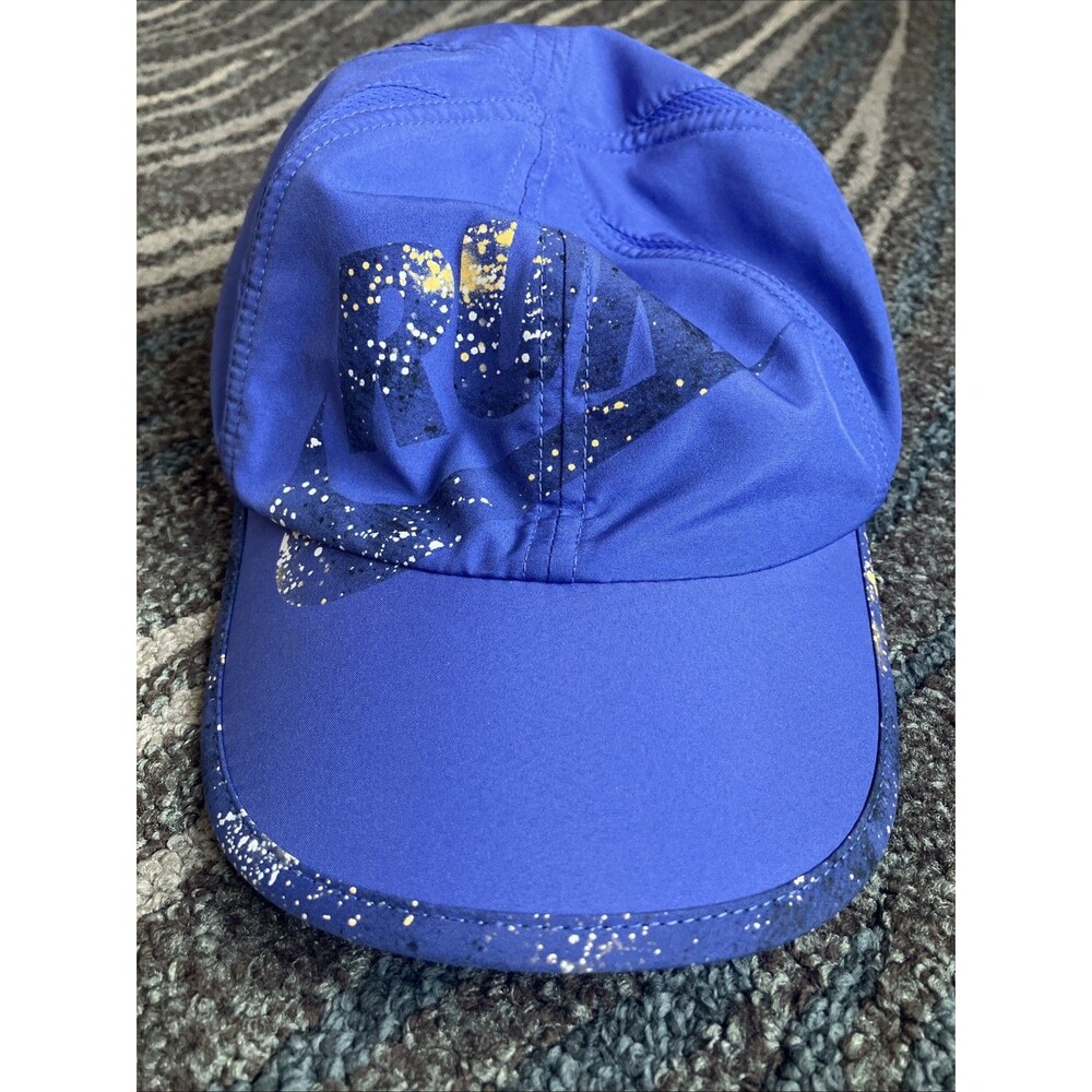 Nike Dri-Fit Featherlight RUN Reflective Splatter Hat Blue Orange Adjustable Cap